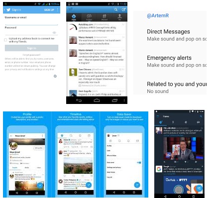 características de Twitter para Android